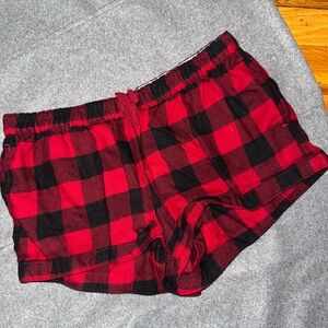 Hollister Red and Black Plaid Pajama Shorts